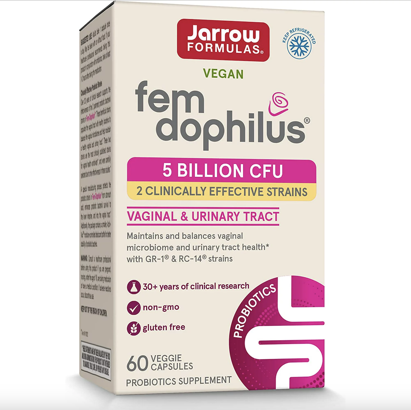《量販團購12盒》Jarrow Fem Dophilus 50億／女性專用陰道膀胱炎益生菌60膠囊(素食)