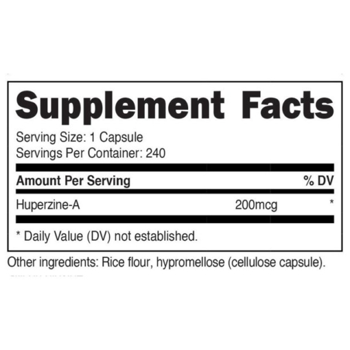 Nutricost Huperzine A 200mcg 240cap Supplement Fact
