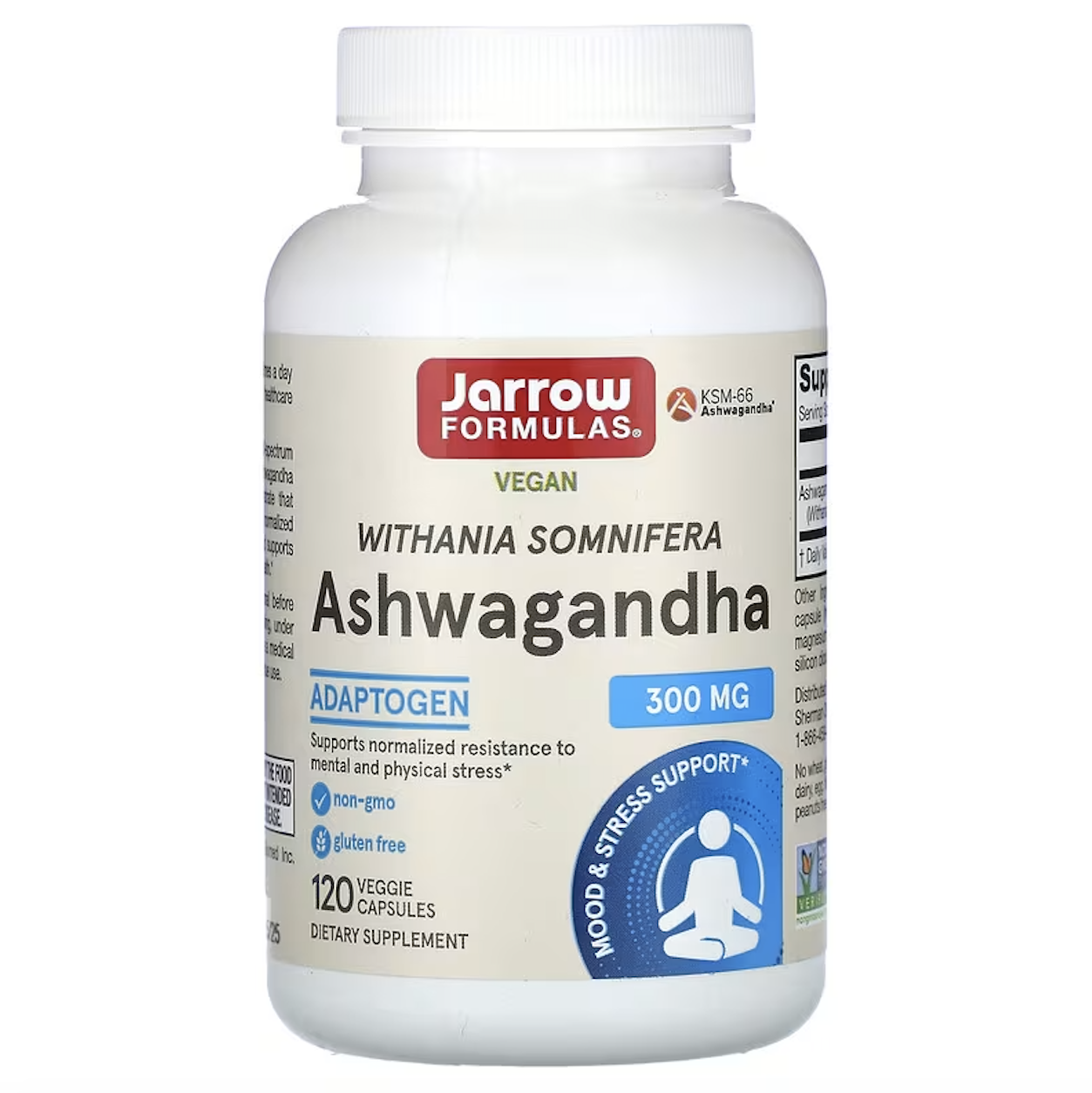 Jarrow Formulas Ashwagandha 300mg 南非醉茄/ 印度人參 120 素食膠囊