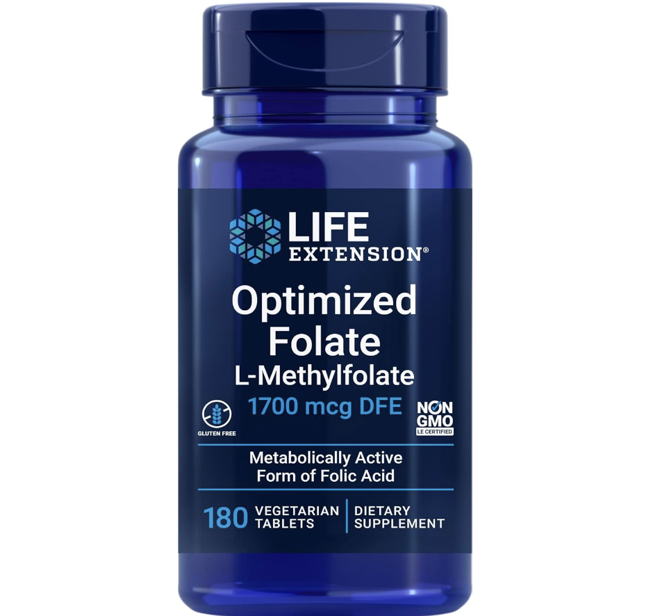 Life Extension 優化活性葉酸 L-Methylfolate 1700 mcg DFE 100素食錠
